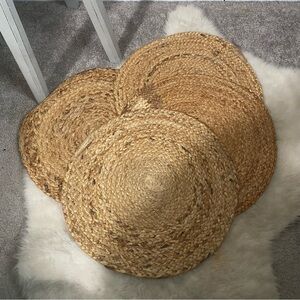 100% Natural Jute Round Placemats, Set of 4